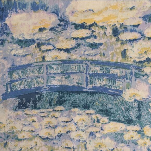Pair Vintage ATELIER MARTEX Pillowcases "Claude Monet Museum" Waterlilies Bridge - Picture 1 of 5